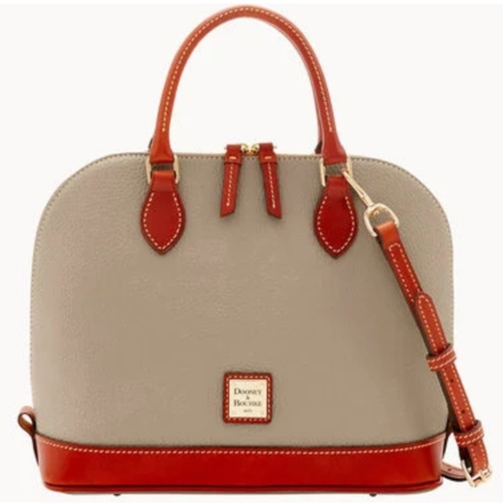 Dooney & Bourke Pebble Grain Zip Zip Gray and Brown Women's Bag satchel purse